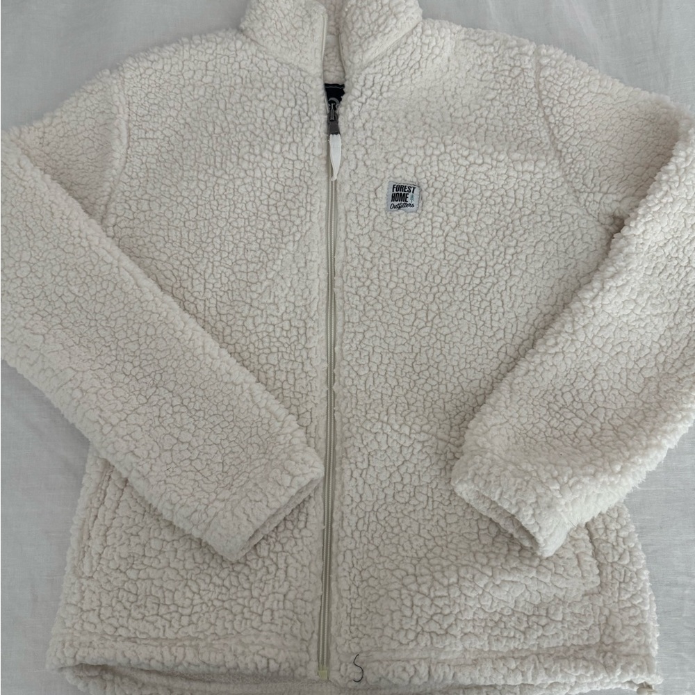 LIKE NEW Cream teddy zip jacket